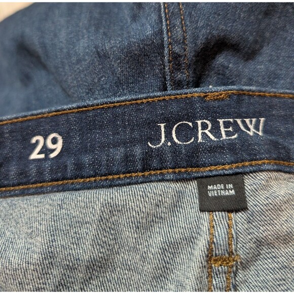 J Crew Size 29 Blue Jeans 9" Demi Boot Crop Raw Hem Dark Wash Modern Minimalist - Picture 6 of 10